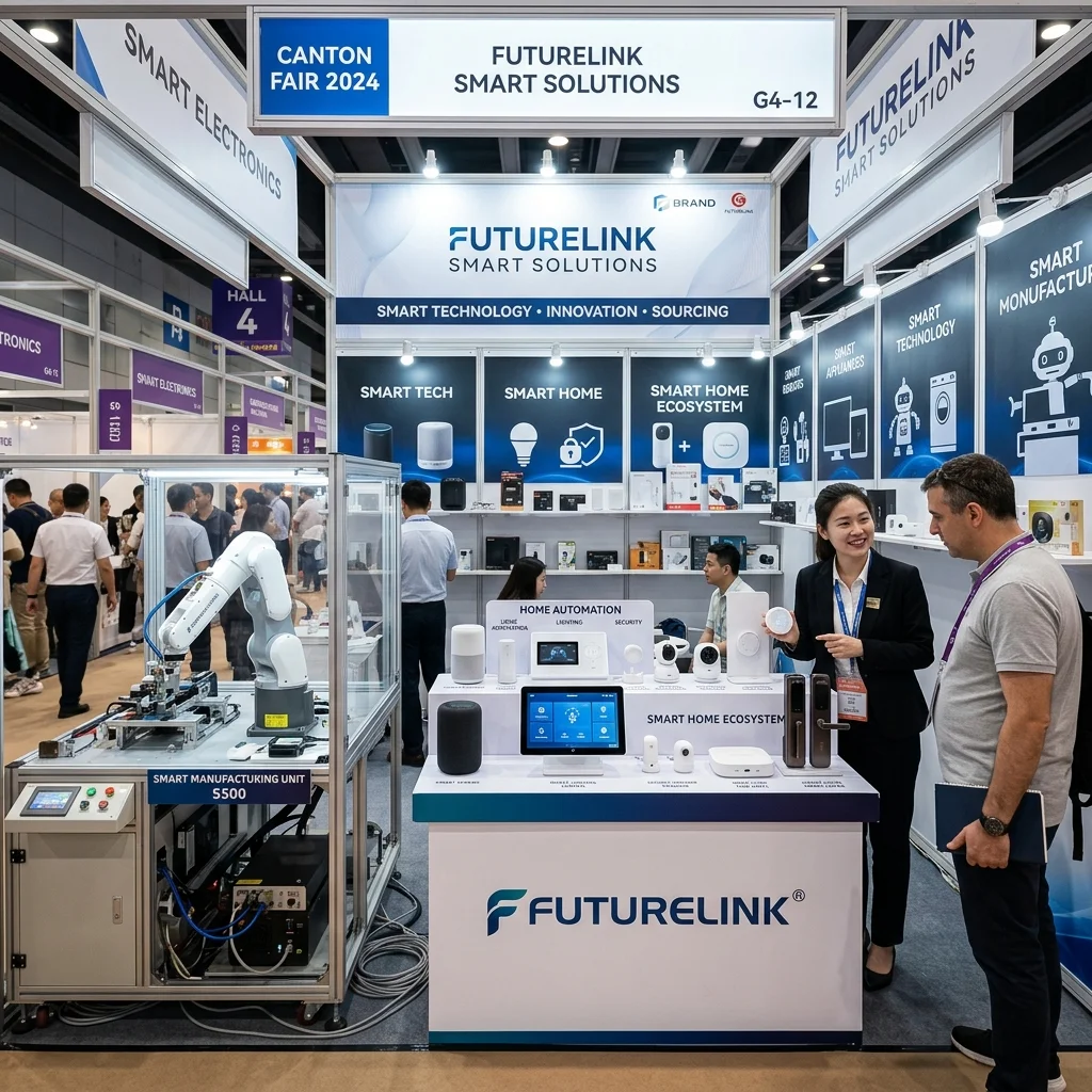 Exposición de productos de tecnología inteligente y maquinaria en la Feria de Cantón