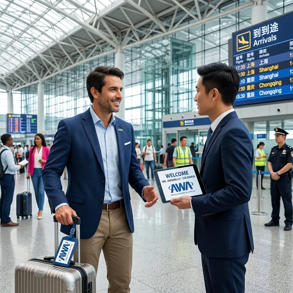 Recepción de empresario en aeropuerto asiático - Servicio de recepción AWA Company